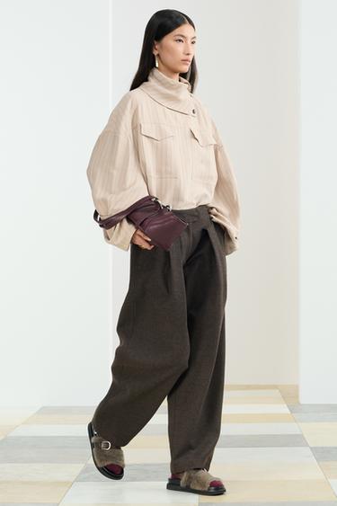 Zara STRPD PCKT SHRT - Beige