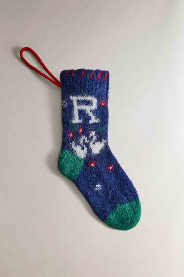 LETTER ‘R’ CHRISTMAS STOCKING DECORATION - Electric blue by Zara - Image 0