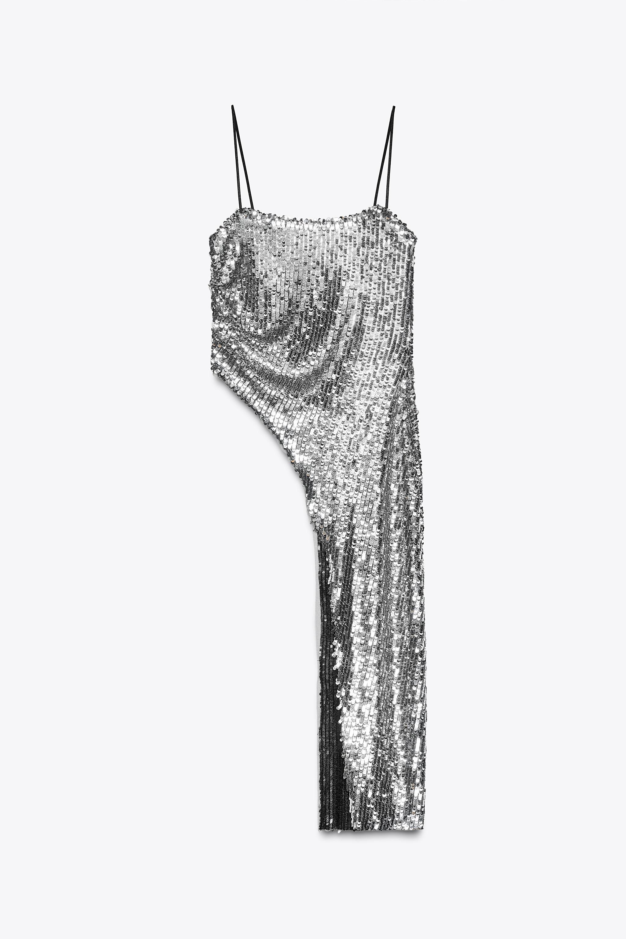 ASYMMETRIC SEQUIN TOP - Silver | ZARA United States