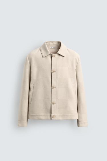 SOBRECAMISA ESTRUCTURA CUADROS - Blanco roto de Zara