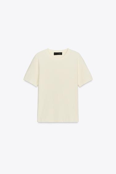 SOFT-TOUCH SHORT SLEEVE KNIT TOP - Ecru by Zara