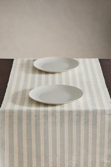STRIPED TABLE RUNNER - Green / Blue by Zara - Image 1