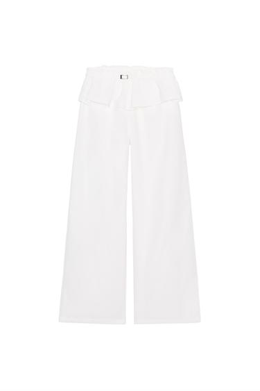 НЕЙЛОНОВІ ШТАНИ З НАКЛАДНИМ ПОЯСОМ - Білий Zara