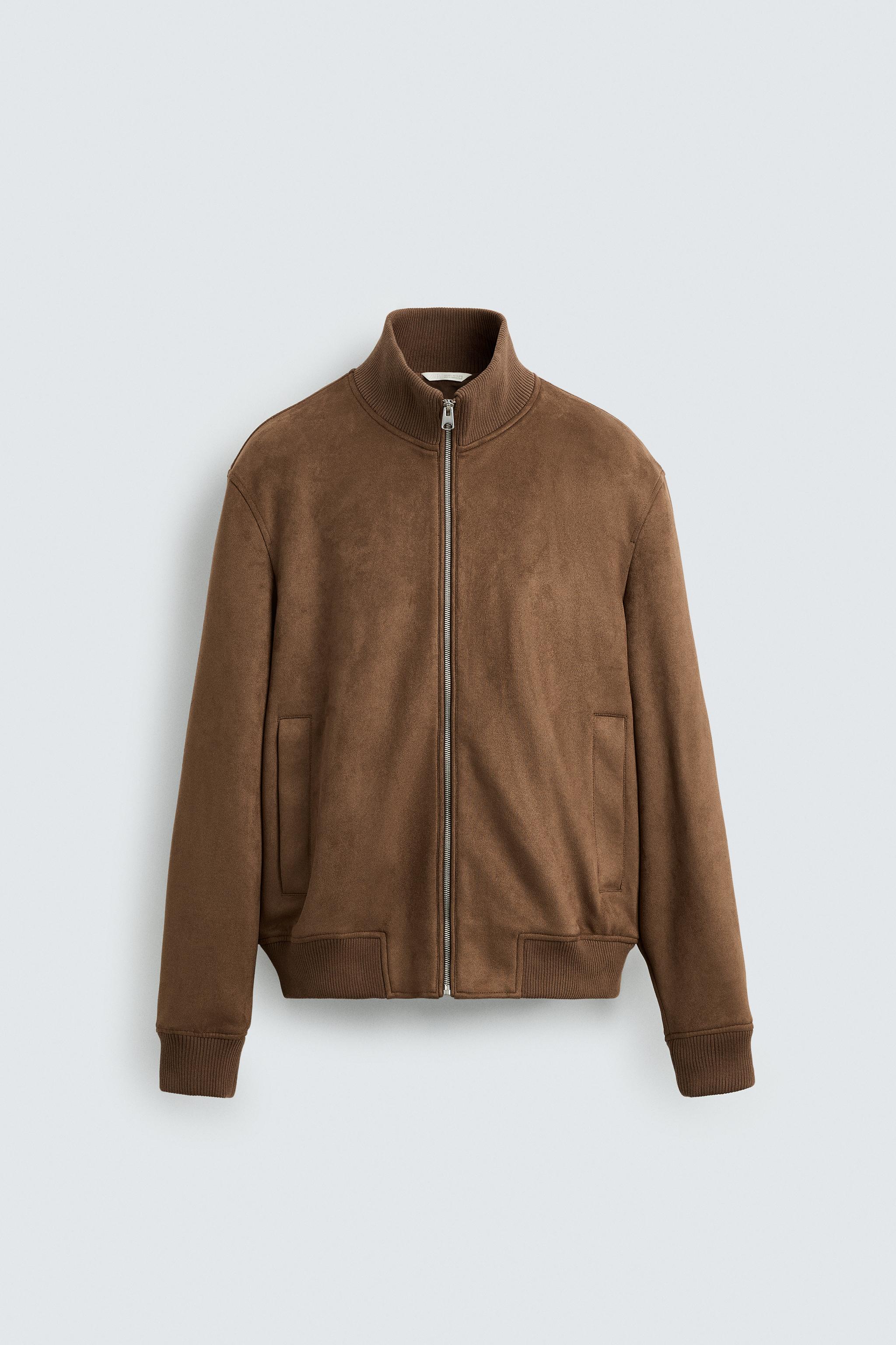 【新品未使用】dium. DU250718 Fake Suede Jacket Men's Faux Suede Leather Jacket Lightweight Full Zip Up