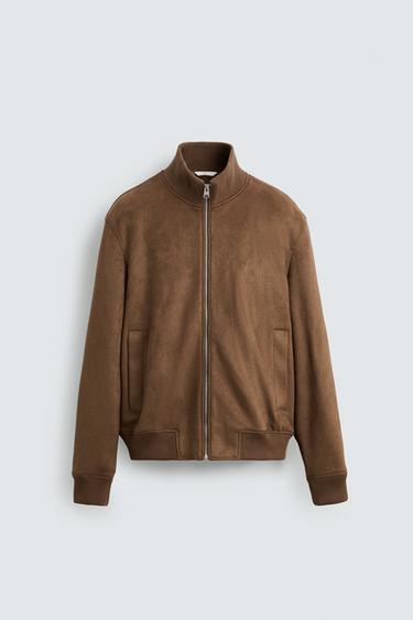 Zara FAUX SUEDE JACKET - Brandy