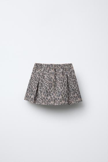 JUPE EN SERGÉ À IMPRIMÉ ANIMAL - Leopard de Zara - Image 1