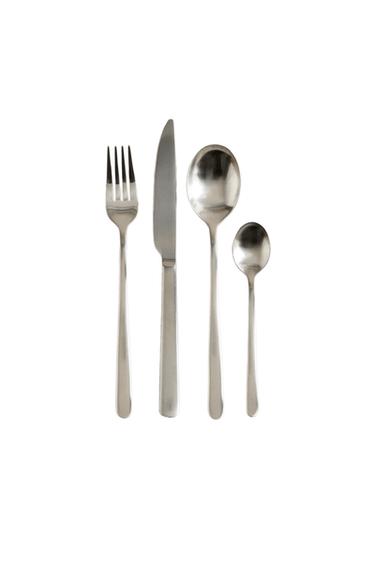 4-PIECE MATTE STEEL CUTLERY SET - Steel by Zara