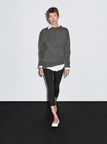 Pull oversize 100 % cachemire avec coudes - Gris moyen de Zara - Image 0