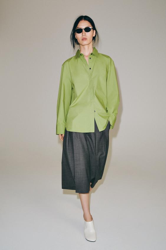 CAMISA OVERSIZE POPELÍN ZW COLLECTION - Verde de Zara - Imagen 0