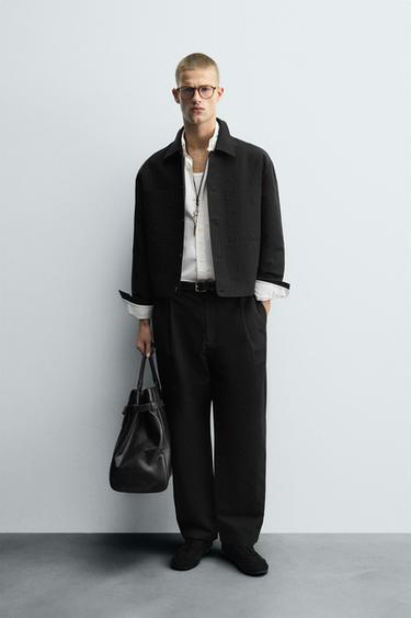 CAMISA COMPRIDA RELAX FIT COM BOLSOS - Preto da Zara - Imagem 0