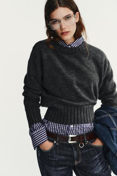 RIBBED KNIT SWEATER - Grey marl by Zara
