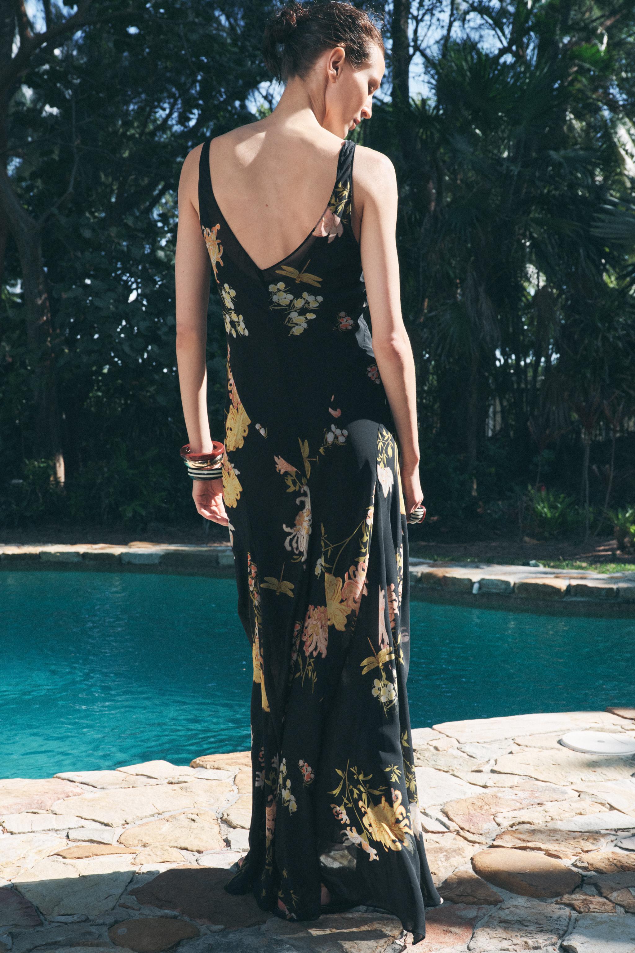 PRINTED DRESS ZW COLLECTION - BLACK/ORANGE | ZARA United States PRINTED DRESS ZW COLLECTION - BLACK/ORANGE | ZARA United States