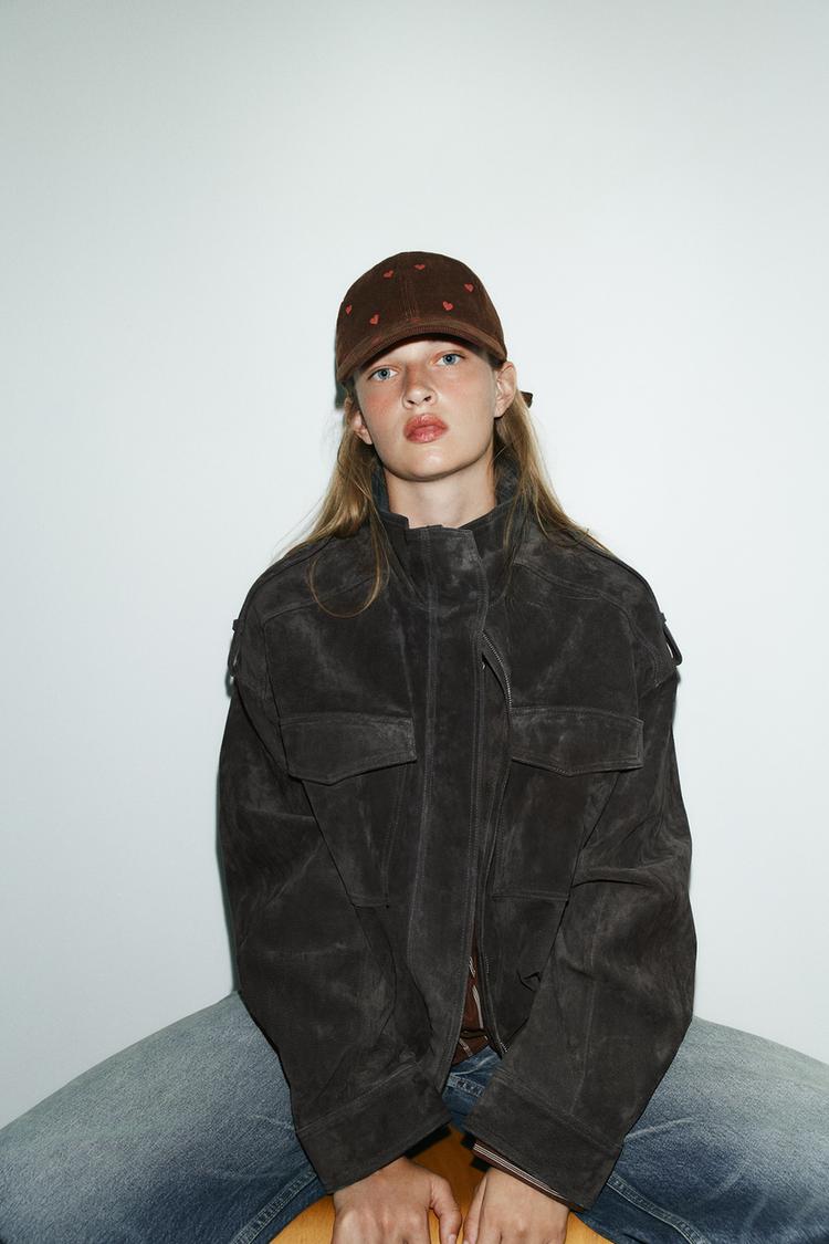 CASQUETTE EN VELOURS CÔTELÉ BRODERIES CŒUR Marron ZARA France