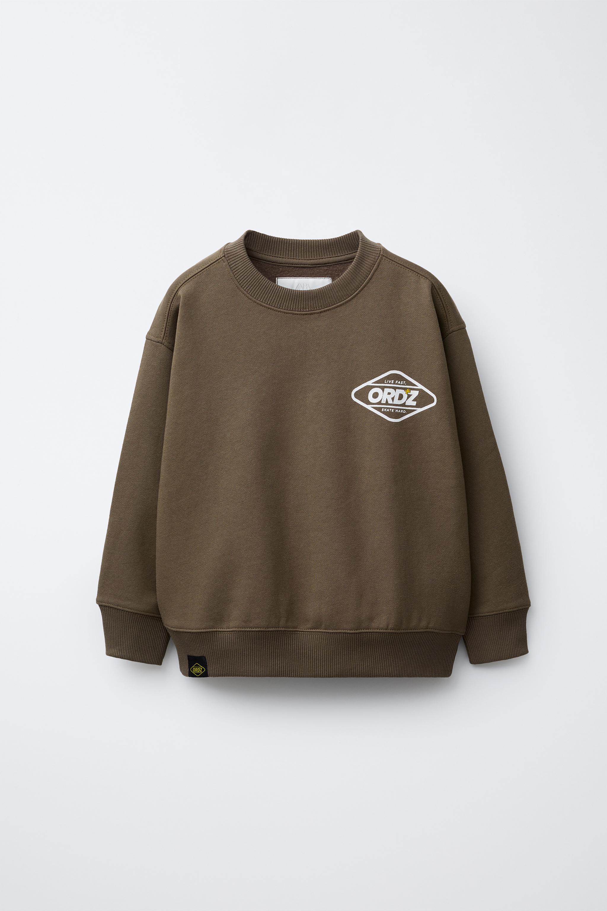 LOGO PRINT SWEATSHIRT - Brown | ZARA United States