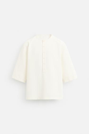 Zara RELAXED FIT POLO SHIRT - Oyster-white