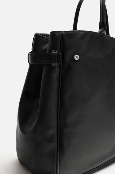 LEATHER HANDBAG - Black by Zara - Image 3