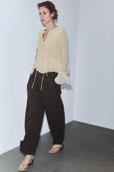 ZW COLLECTION RUFFLED SHIRT - Vanilla by Zara