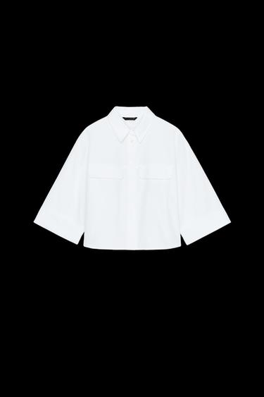 CAMISA CORTA OXFORD - Blanco de Zara - Imagen 0