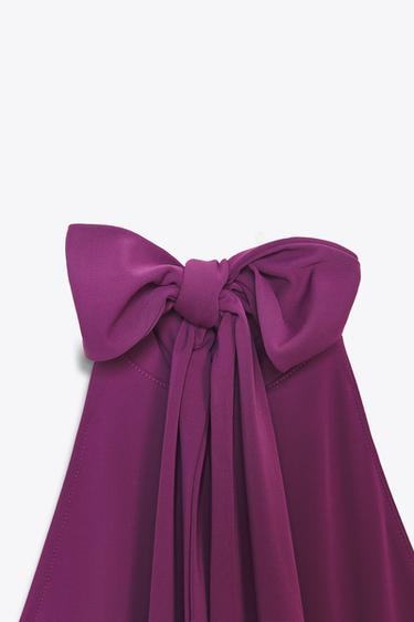 GATHERED HALTER LONG DRESS - Dark purple by Zara - Image 9