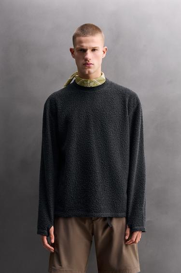 SUDADERA TEXTURA CON LANA - Gris de Zara