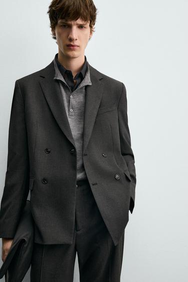 DOUBLE-BREASTED SUIT BLAZER - Anthracite Grey by Zara