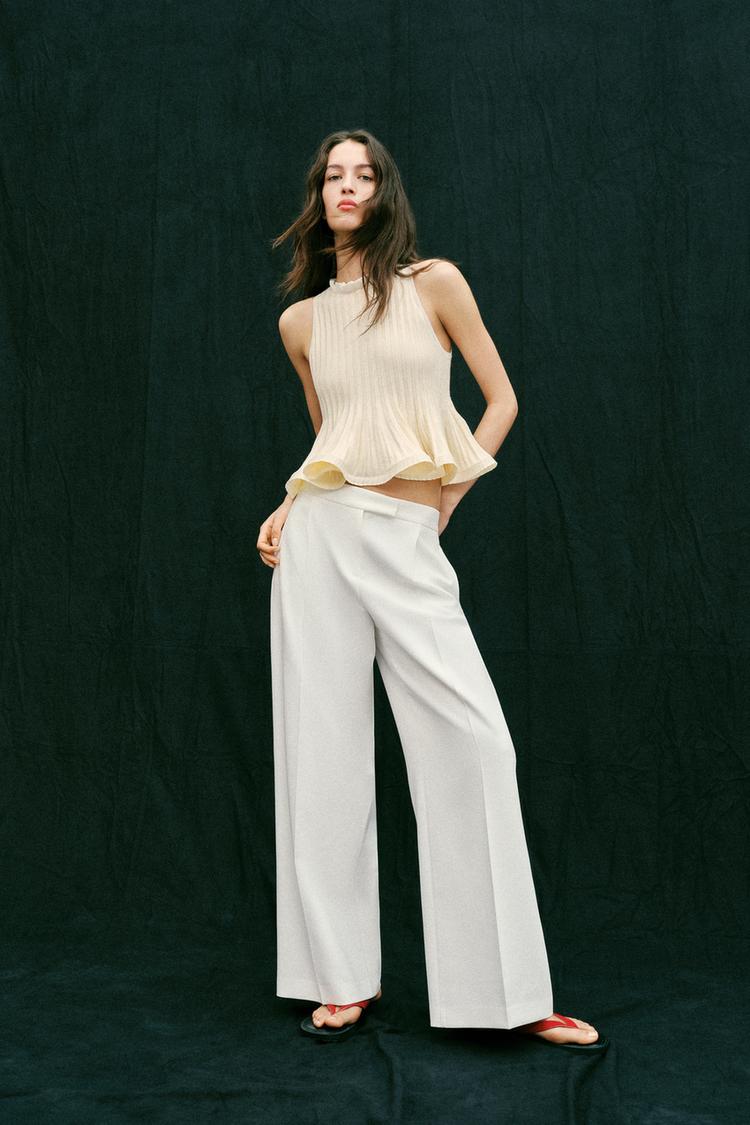 ZARA PLEATED WIDE LEG PANTS