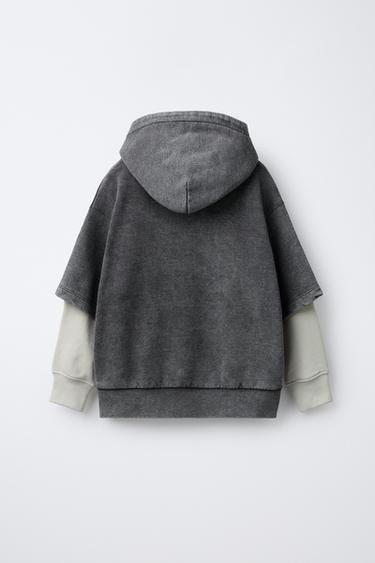 SWEAT DOUBLE MANCHE IMPRIMÉ - Gris / Beige de Zara - Image 1