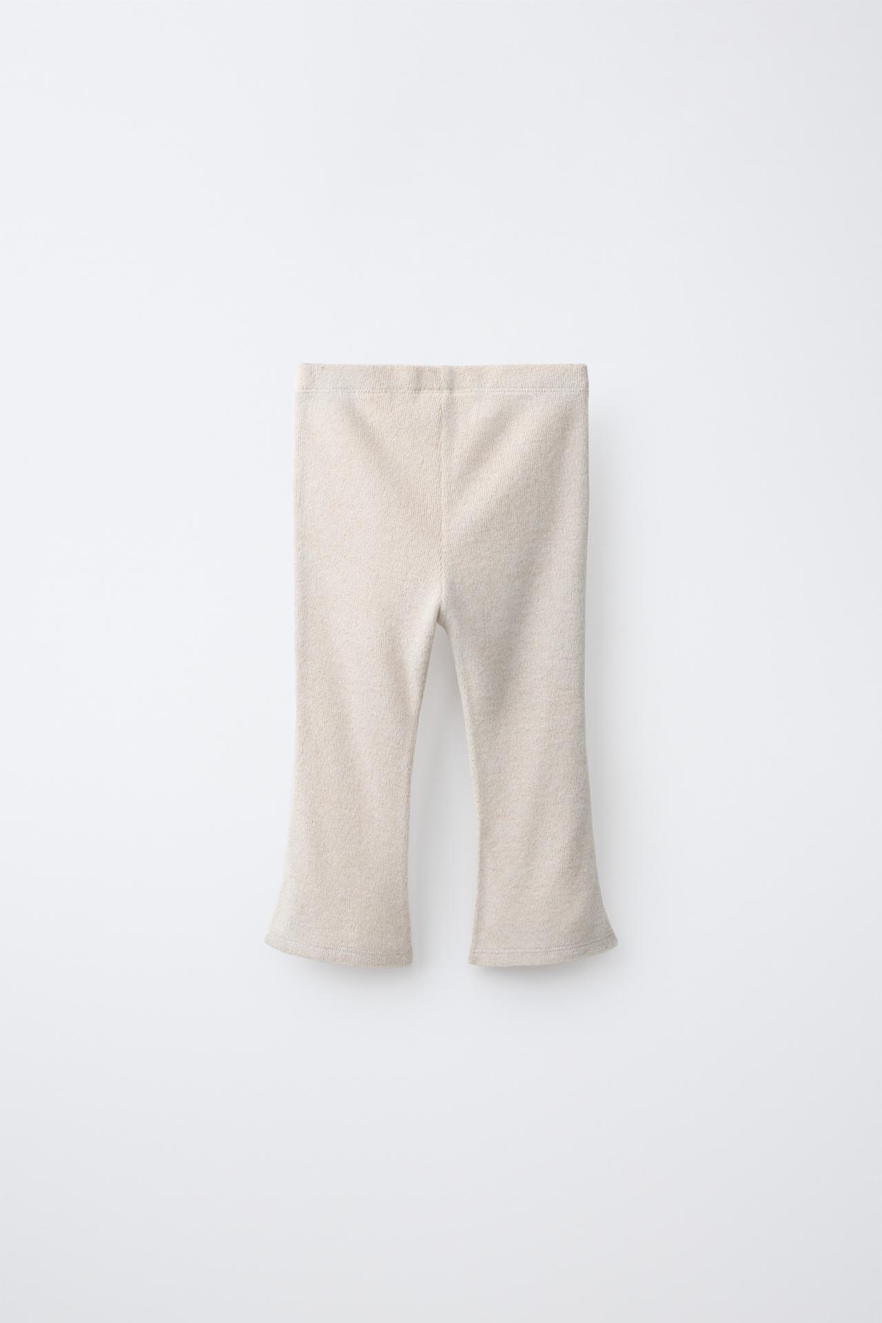 SOFT TOUCH BOW FLARE KNIT PANTS — Sand / Marl