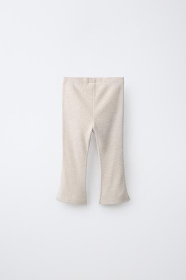 SOFT TOUCH BOW FLARE KNIT PANTS — Sand / Marl 2