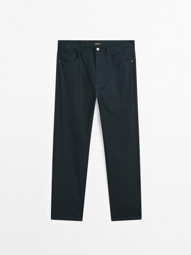 Pantalón tejanero tapered fit ligero - Marino de Zara - Imagen 0