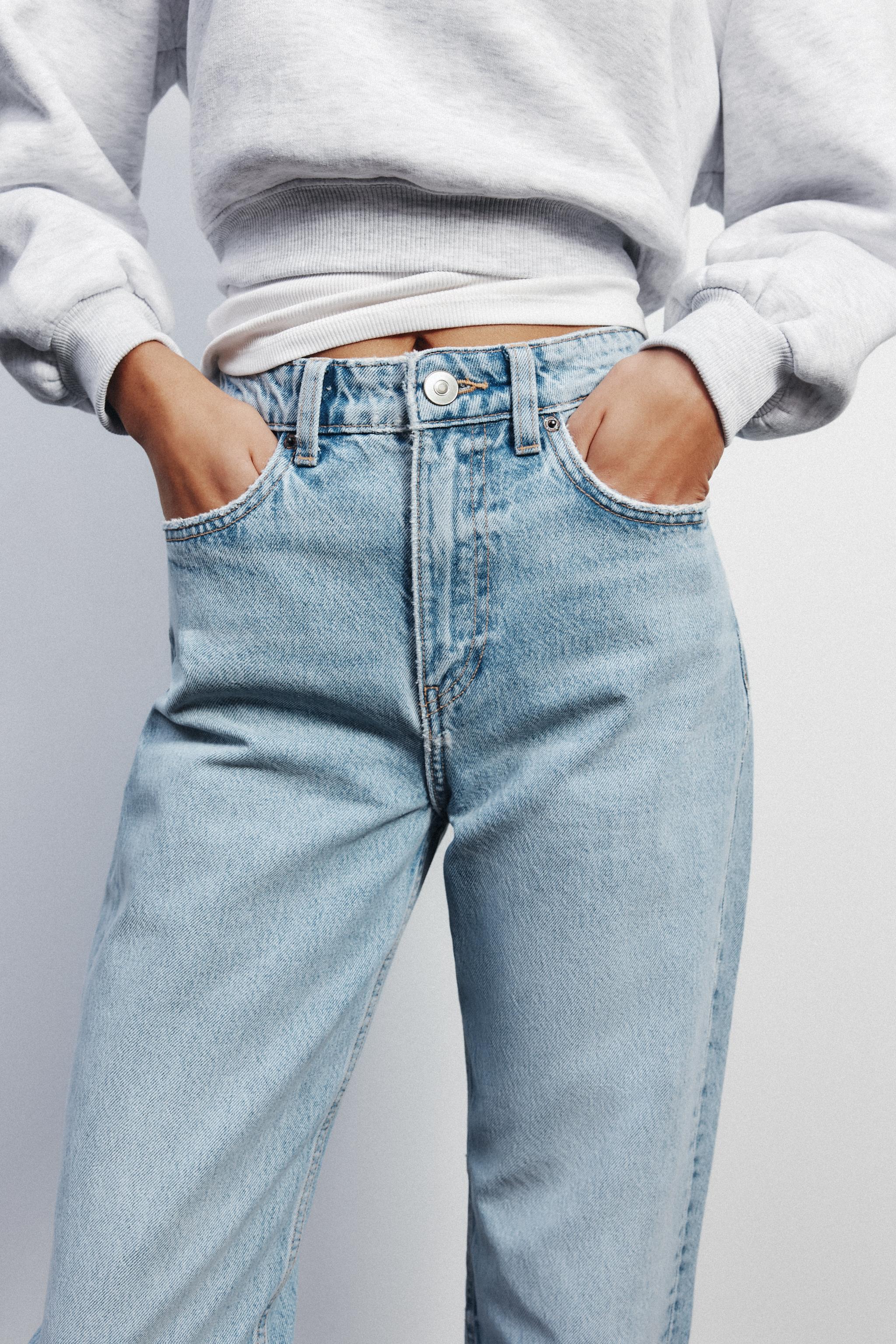 TRF MOM FIT ハイライズ デニムパンツ - ライトグレー | ZARA