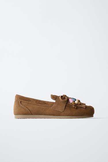 BEADED LOAFERS - بني الخاص بـ Zara