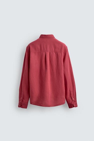 CHEMISE REGULAR FIT LIN - COTON - Corail de Zara - Image 7