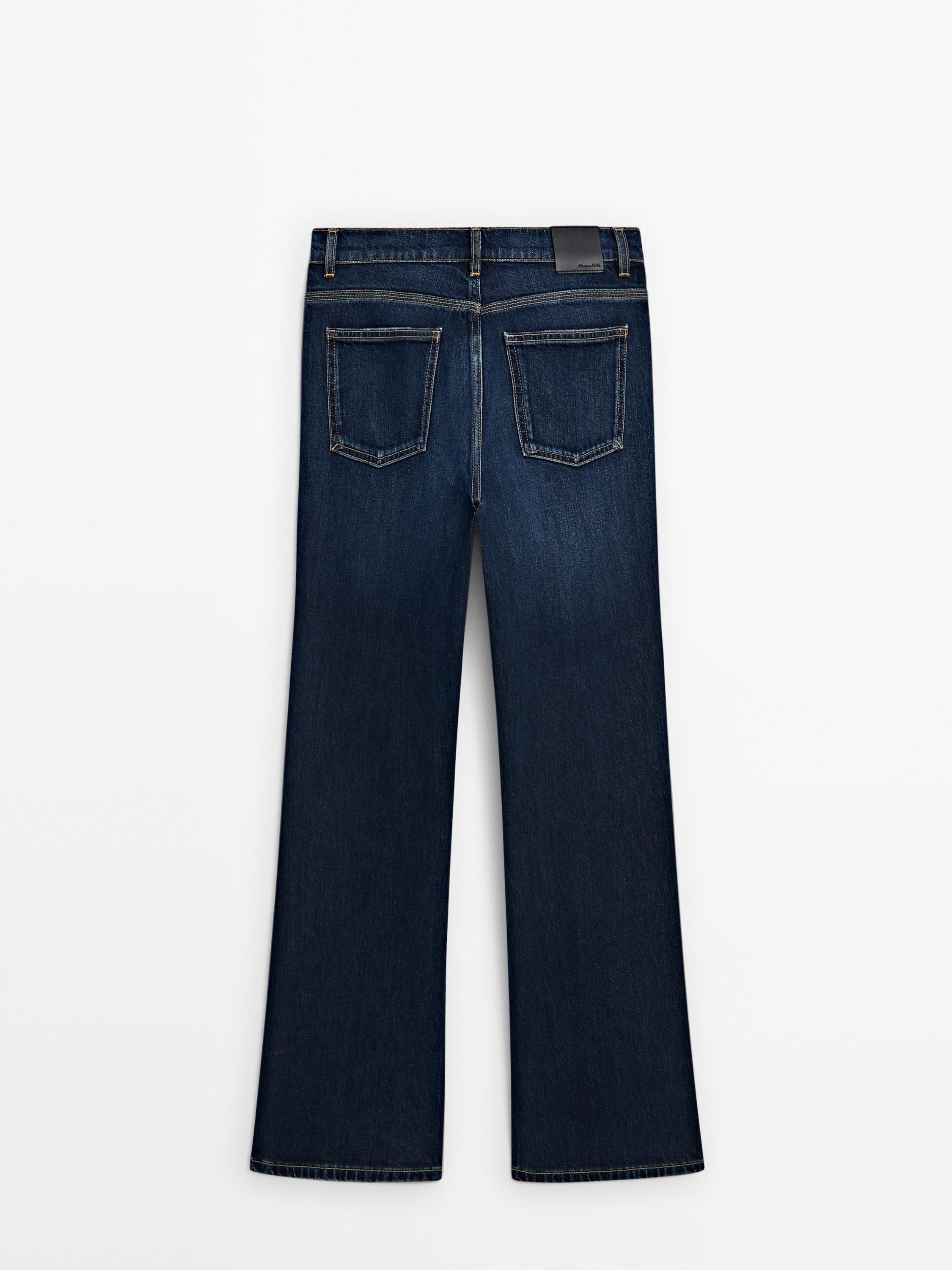 High-waist boot-cut jeans - Mid-blue | ZARA United States