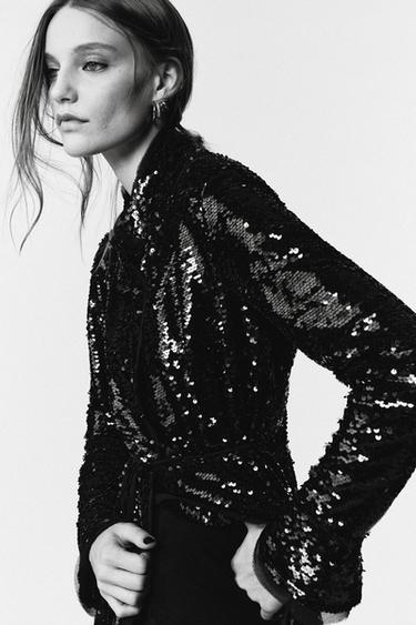 MANTEAU PAILLETTES ÉDITION LIMITÉE - Noir de Zara - Image 3