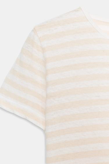 SHORT SLEEVE LINEN BLEND T-SHIRT - striped by Zara - Image 7