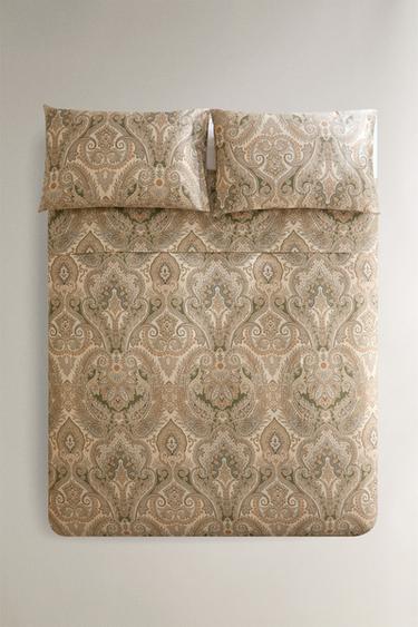 HOUSSE DE COUETTE SATIN DE COTON PAISLEY (300 FILS) - Vert de Zara