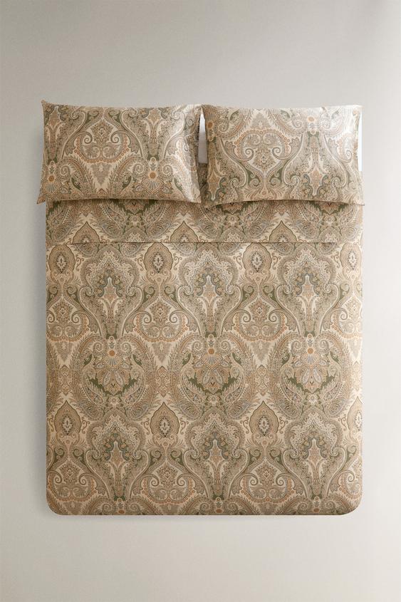 CAPA DE EDREDOM EM CETIM PAISLEY - Verde da Zara - Imagem 0