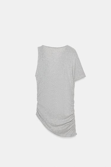 ASYMMETRIC DRAPED TOP - Grey marl by Zara - Image 4