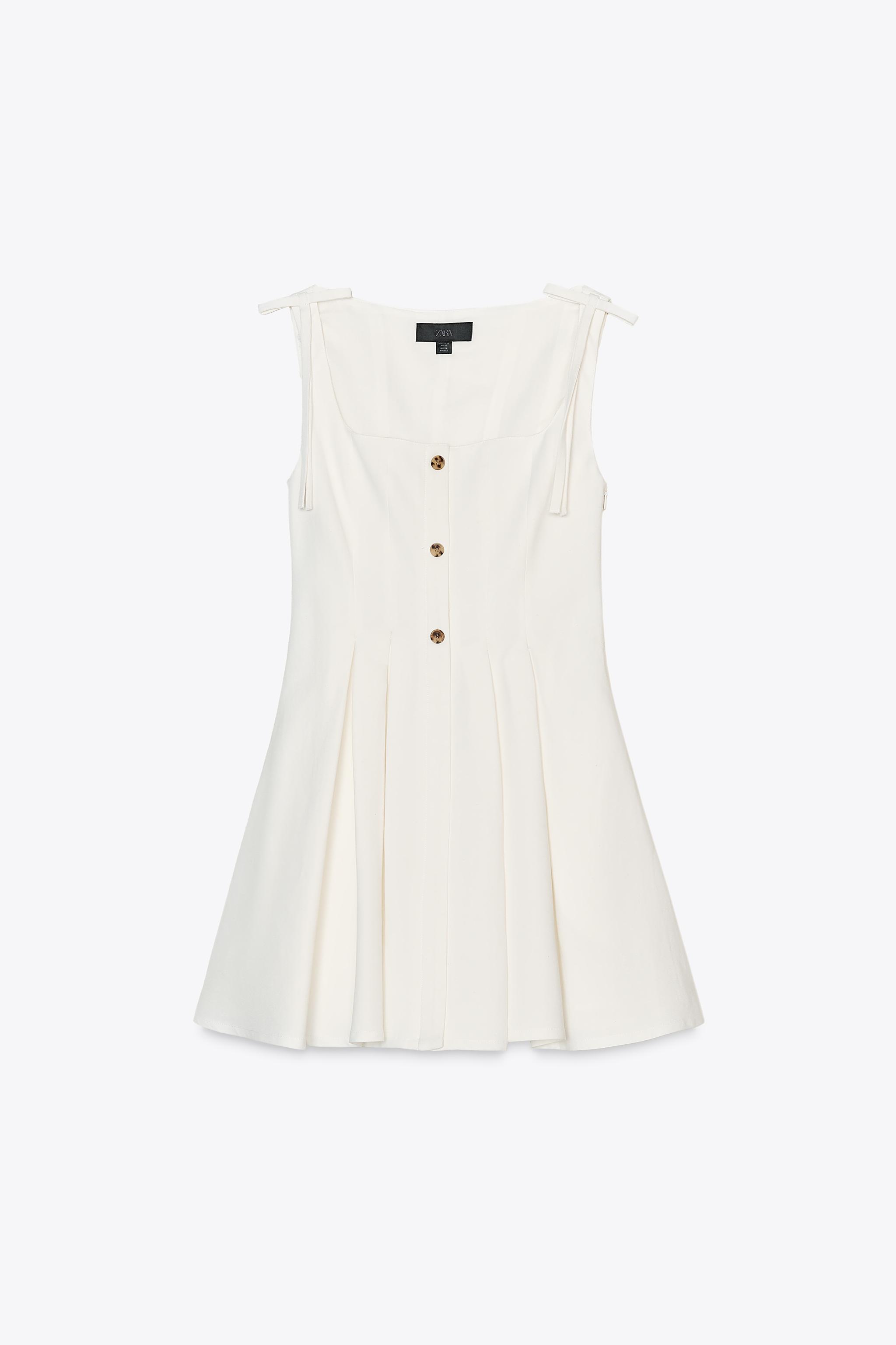 プリーツリボンワンピース - ホワイト | ZARA Japan / 日本