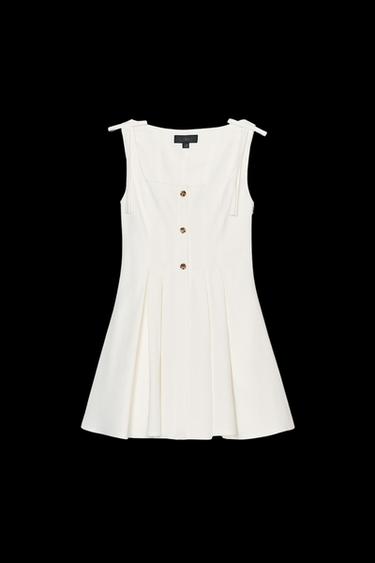 PLEATED DRESS WITH BOWS - White by Zara - Image 0