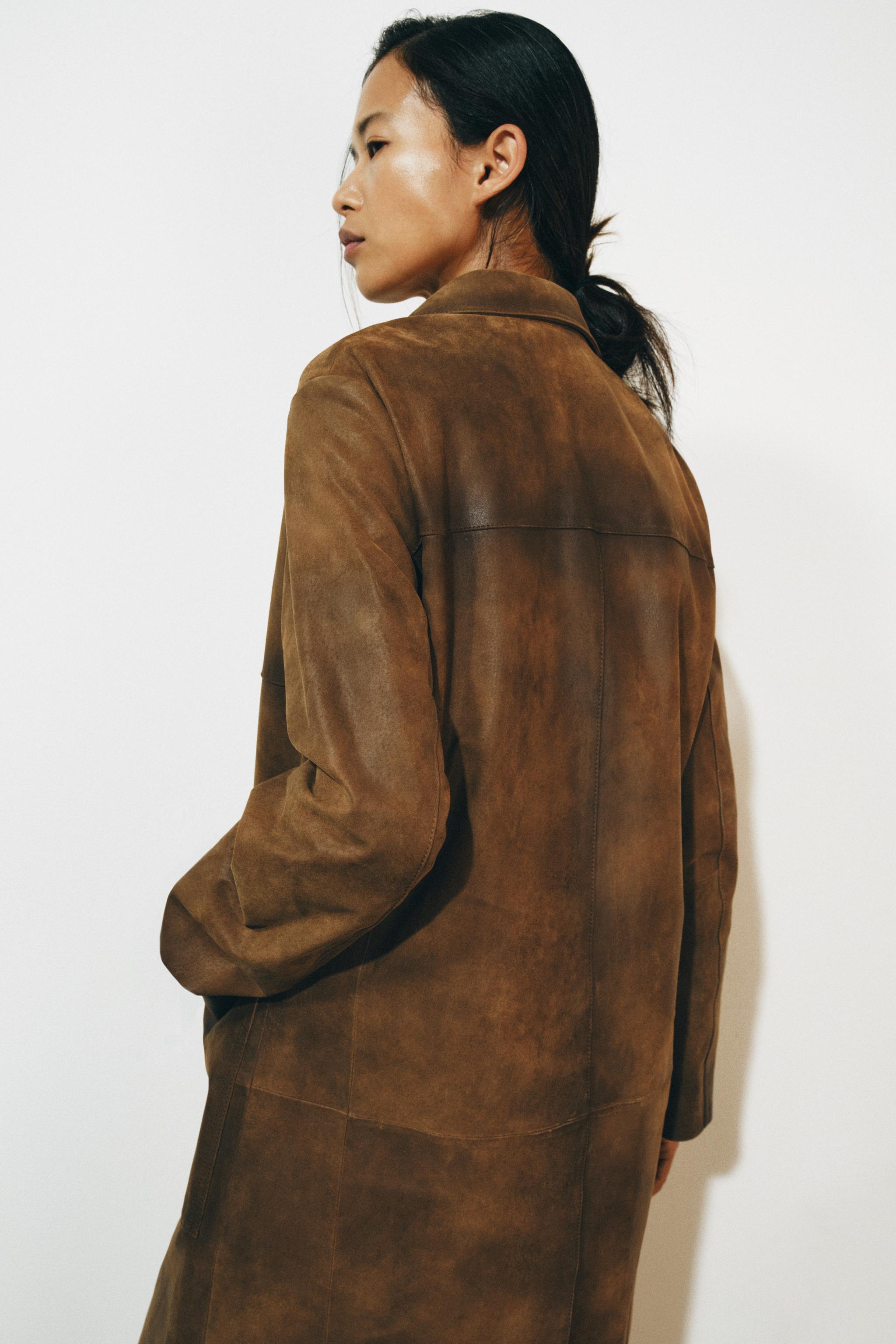 100% LEATHER COAT ZW COLLECTION LIMITED EDITION — Light brown (alternate view)