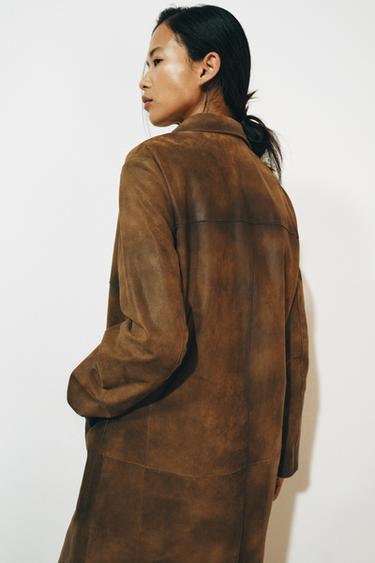 100% LEATHER COAT ZW COLLECTION LIMITED EDITION - Light brown by Zara