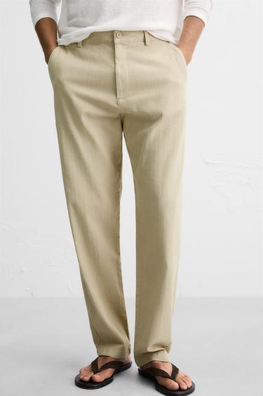 TEXTURED CHINO TROUSERS - Light khaki by Zara - Image 4