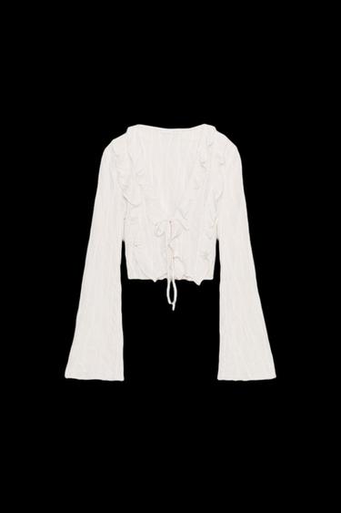 TOP VOLANTES LAZADAS - Blanco roto de Zara