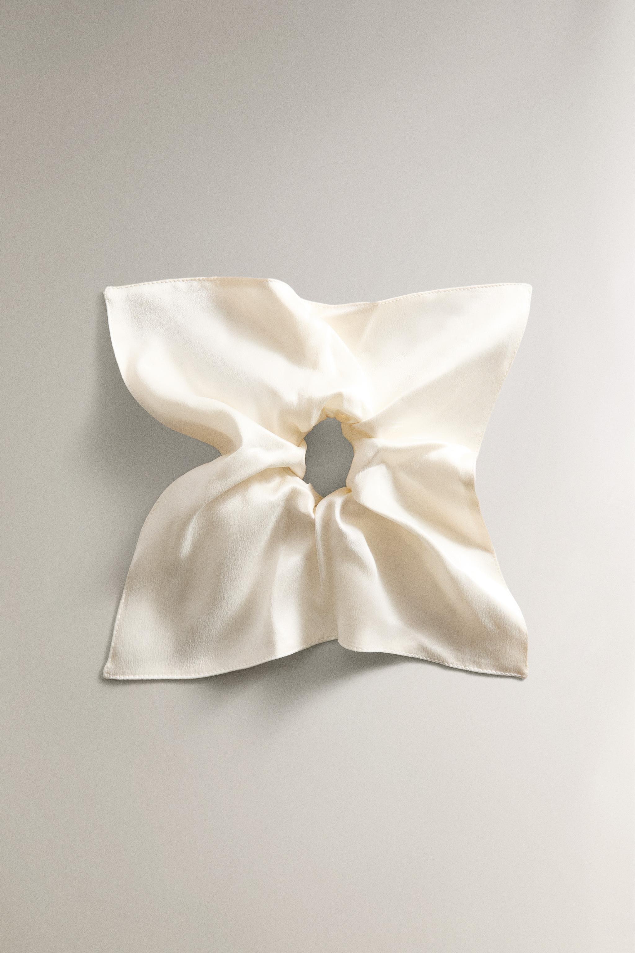 SQUARE MULBERRY SILK HAIR TIE - Ivory | ZARA United States