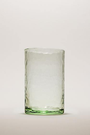 해머드 디테일 유리 음료컵 - Zara 초록