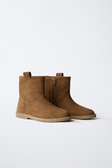 BOTIN PIEL PESPUNTE - Marrón de Zara