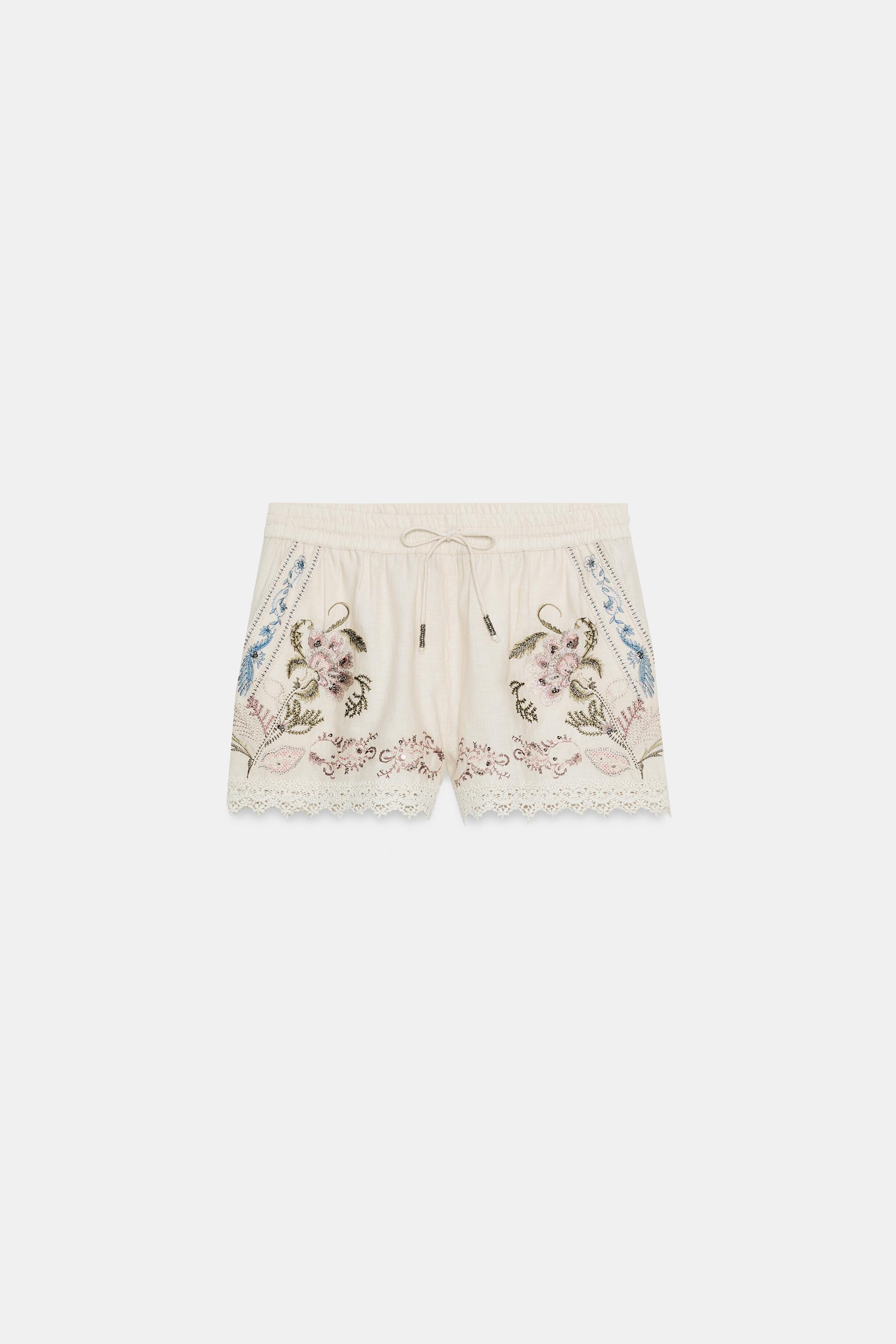 SHORT BRODÉ AVEC LIN ZW COLLECTION
