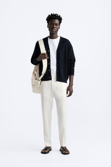 100% LINEN TROUSERS - White by Zara - Image 0